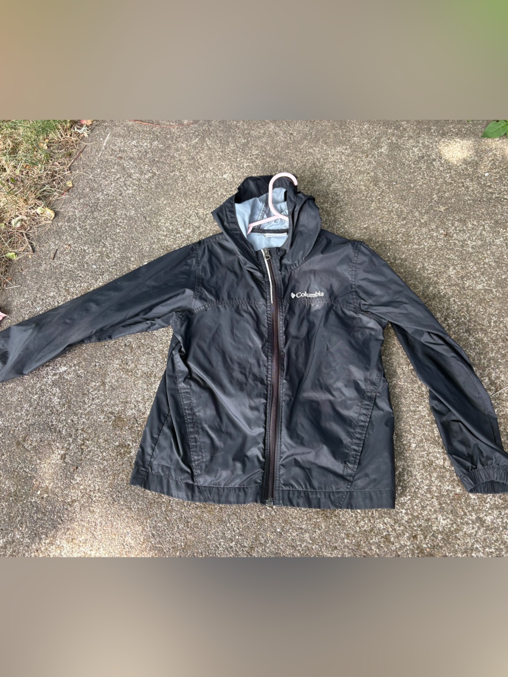 Columbia Kids Black Hooded Rain Jacket